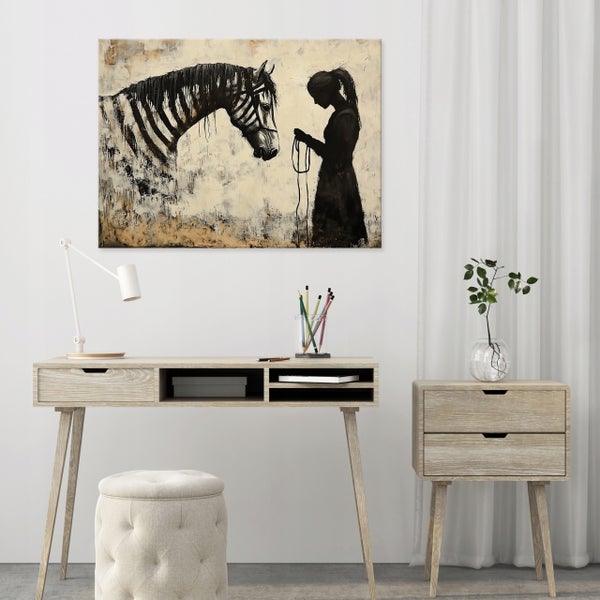 Leinwandbild Abstrakt Banksy beige Bilder Wohnzimmer 60x40 cm