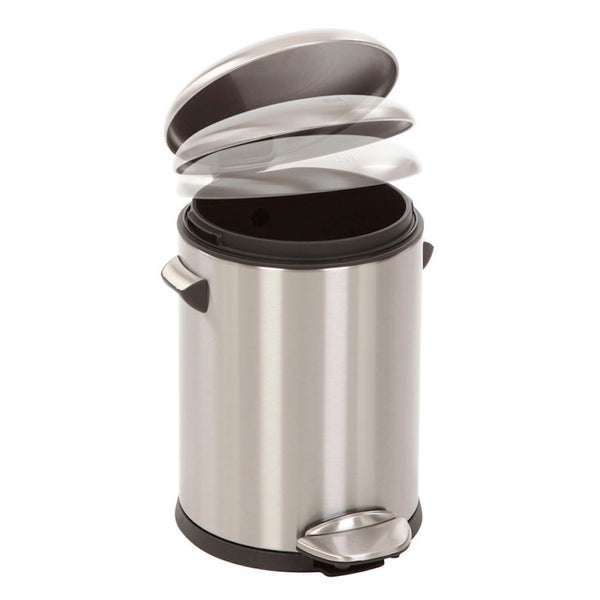 PROREGAL Retro Treteimer Mit Markanten Griffen und Kugelkappe 5 Liter HxØ 30 x 20,5 cm Kunststoff Inneneimer Silber
