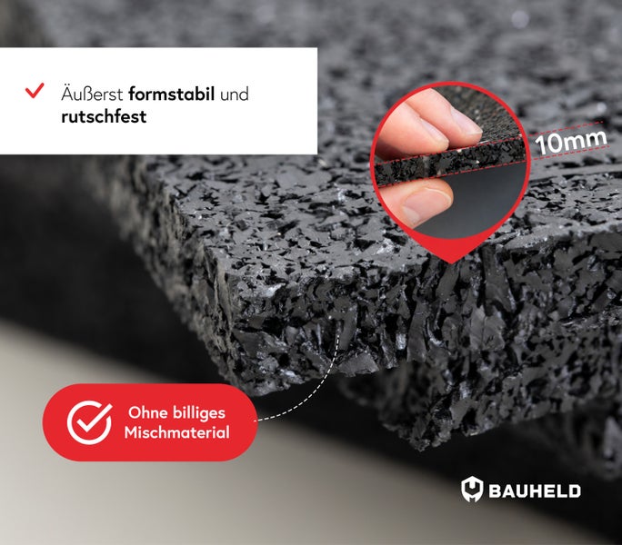 Gummimatte als Bautenschutzmatte mit 10 Millimeter Stärke aus hochwertigem Material von Bauheld.