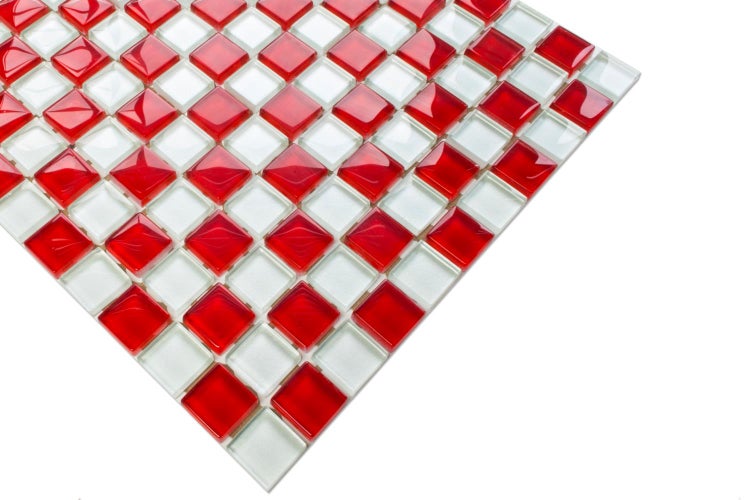 Glasmosaik auf Netz für Bad und Küche 30cm x 30cm  - Red Cross