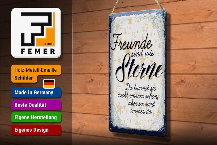 Blechschild Spruch Freunde wie Sterne sind immer da 20x30cm