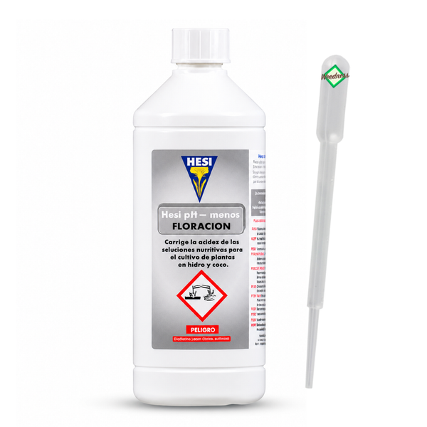 Hesi pH minus Floracion Pflanzenduenger mit Pipette zur Regulierung des Saeuregehalts in Naehrloesungen fuer Hydro und Kokos Kulturen