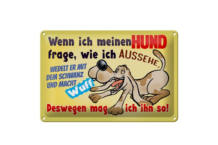 Blechschild Spruch 30x20cm wenn ich meinen Hund frage