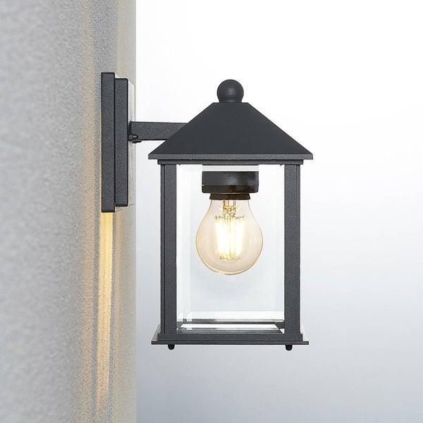 Lindby Wandleuchte außen Giavanna (Modern) in Schwarz aus Aluminium (1 flammig, E27) - Außenwandleuchten Wandlampe Led Außenlampe Outdoor für Außenwand/Hauswand Haus Terrasse & Balkon
