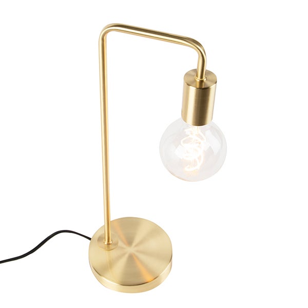 Goldfarbene Tischleuchte mit Glühbirne