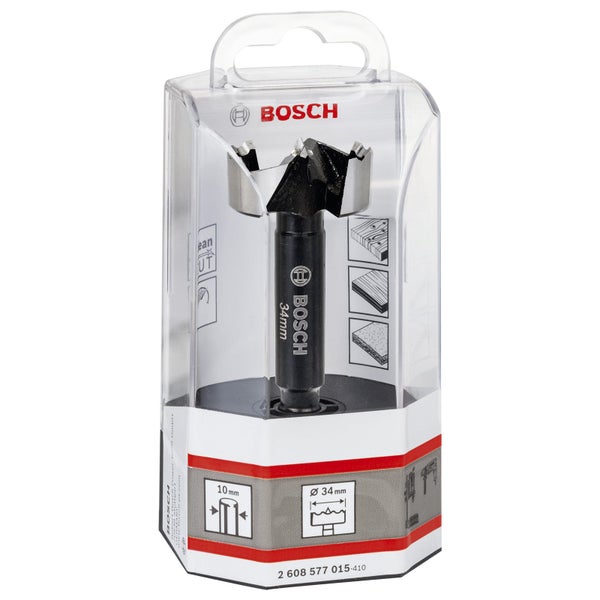 Bosch Logo 34 Millimeter Forstnerbohrer in Verpackung