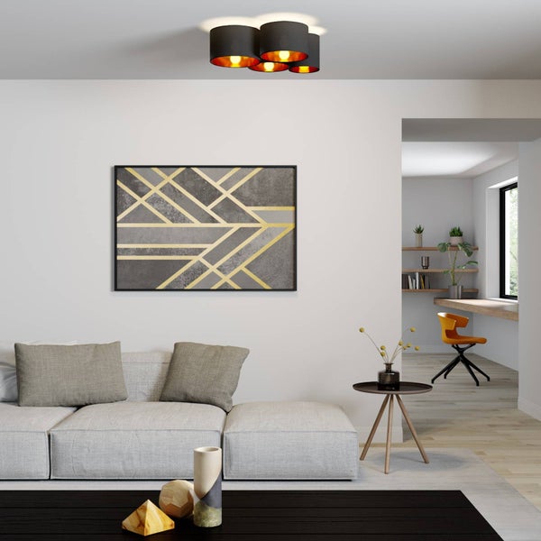 Lindby Deckenlampe Laurenz (Modern) in Schwarz aus Textil (4 flammig, E27) - Deckenleuchte Lampe Wohnzimmerleuchte