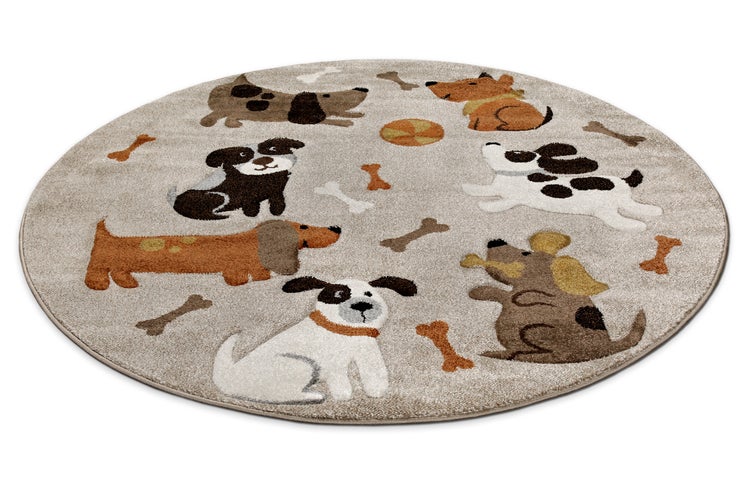 Kinderteppich Sand Beige meliert Rocky & Friends Smart Kids 160 cm rund