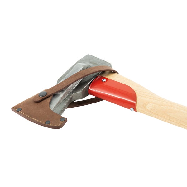 Spaltaxt mit Holzstiel und Lederschneidenschutz