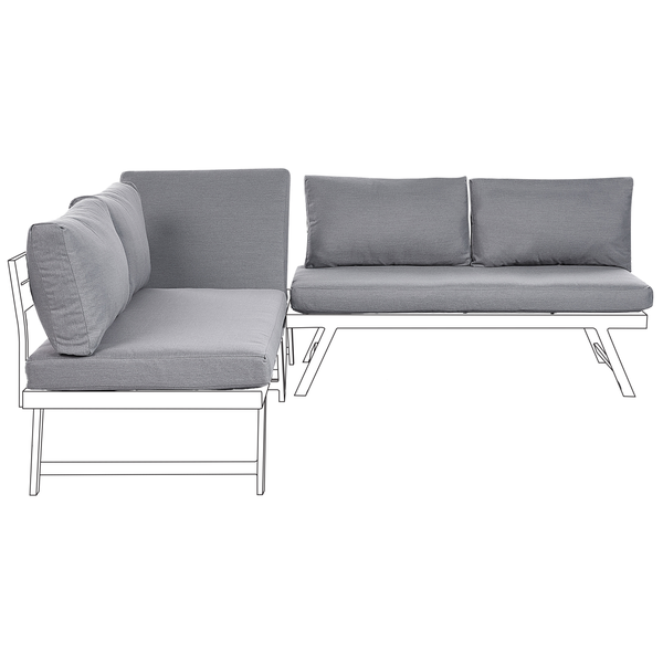 Gartensitzgruppe mit Ecksofa und Kissen