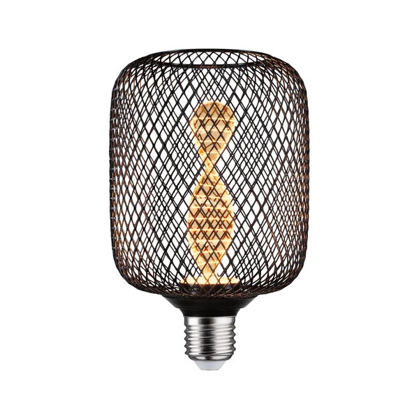 LED Filamentlampe mit dekorativem Gitterkorb und E27 Fassung