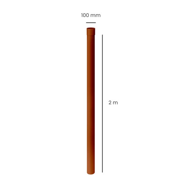 Kanalgrundrohr mit einer Länge von 2 Metern und einem Durchmesser von 100 Millimetern.