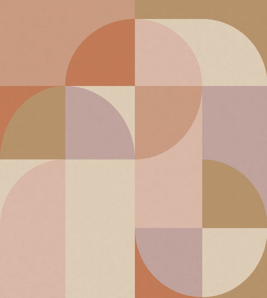 ESTAhome Fototapete Kreise im Bauhaus-Stil Terrakottarosa, Violett und Beige - 250 x 279 cm - 159367