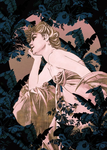 Illustration einer Frau im Garten