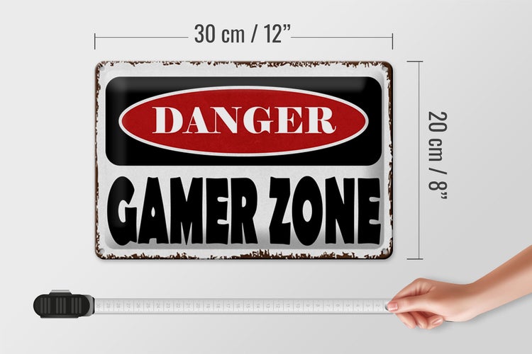 Blechschild Spruch 30x20cm danger Gamer Zone