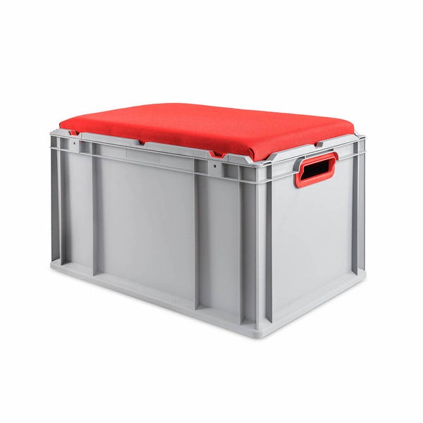 PROREGAL Eurobox NextGen Seat Box Rot HxBxT 36,5 x 40 x 60 cm 65 Liter Griffe Offen Eurobehälter Sitzbox Transportbox Transportbehälter Stapelbehälter