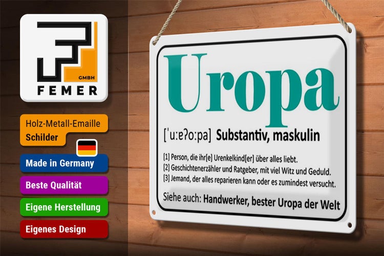 Blechschild Spruch 30x20cm Uropa Handwerker bester Uropa