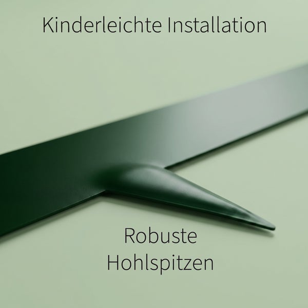 Eine Rasenkante mit robuster Hohlspitze für eine einfache Installation.