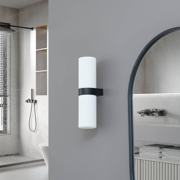 Lucande Wandleuchte, Wandlampe Bad Basolo (spritzwassergeschützt (Modern) in Schwarz (2 flammig E14) - Wandleuchten Spiegelleuchte Badezimmer Wandbeleuchtung Badezimmerleuchte