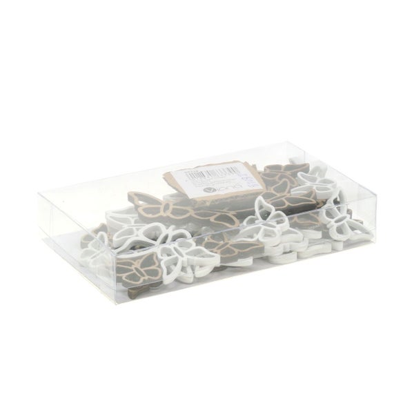 Dekorative Schmetterlinge aus Holz und Kunststoffverpackung