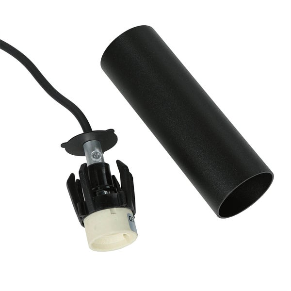 Lampenfassung mit schwarzem Kabel und zylindrischer Abdeckung