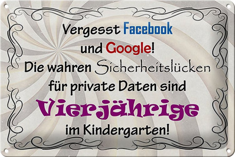 Blechschild Spruch 30x20cm vergesst facebook und google
