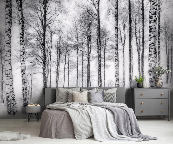 Fototapete 3D Effekt Wald Birken Wohnzimmer Vlies Tapete 400x280 cm