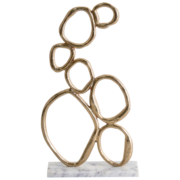 Dekorative Skulptur aus verbundenen Kreisen auf Marmorsockel