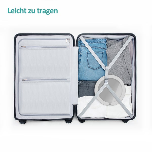 EMKE Kosmetikspiegel Ø16,5 cm, Weiß, 5-fach Vergrößerung, Beleuchtung mit Knopfschalter, Batteriebetrieben, mit magnetischer Rückseite, tragbar