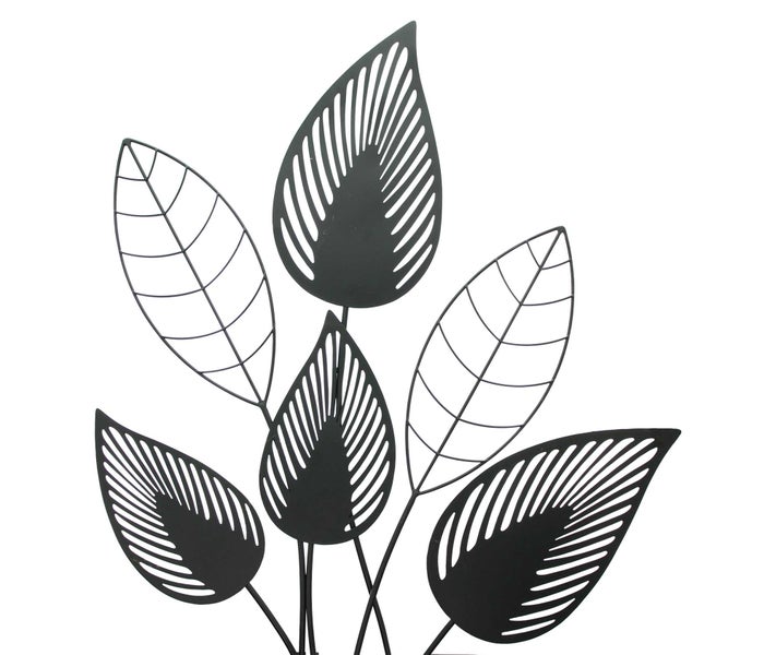 FRANK FLECHTWAREN | Wanddeko Blätter, METALL, 55,5 x 1,5 x 84 cm