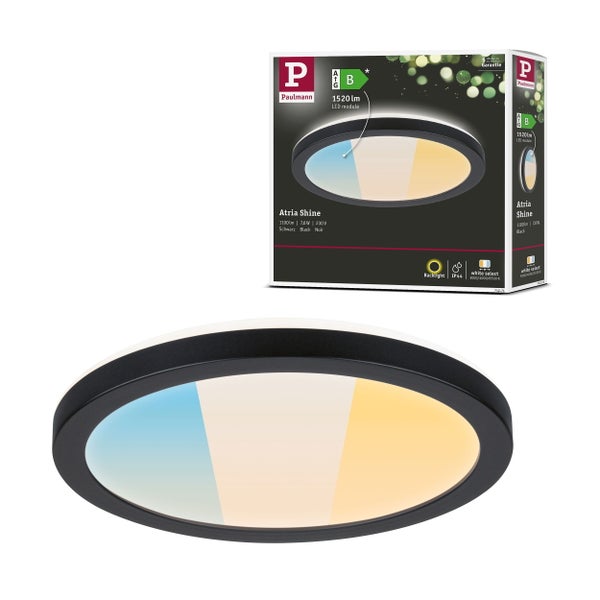 LED Panel Atria Shine IP44 rund 190mm 7,6W 1100lm 3000 - 6500K Schwarz