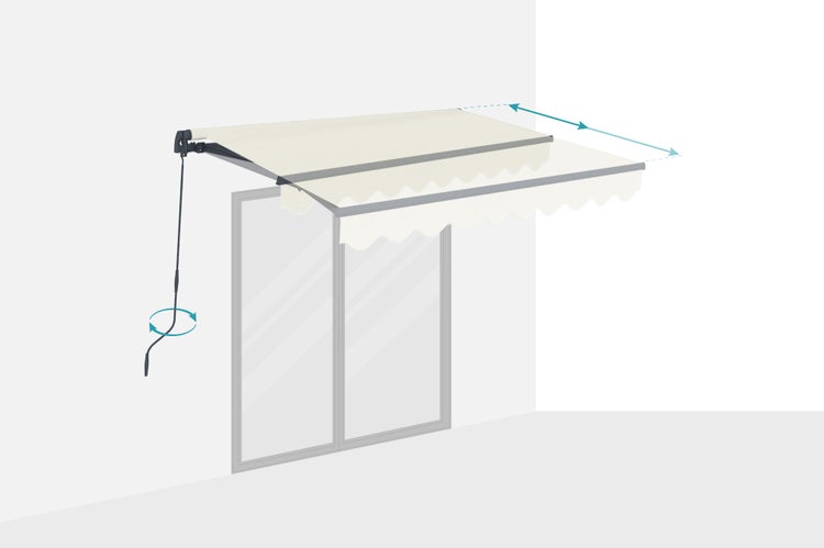 VECCHIO einteilige Markise 2,5m x 2m Beige - Premium-Canvas 320 g/m²