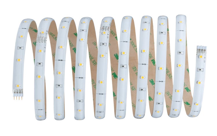 Flexibler LED-Streifen, 12 Volt, mit selbstklebender Rückseite und sichtbaren Dioden.