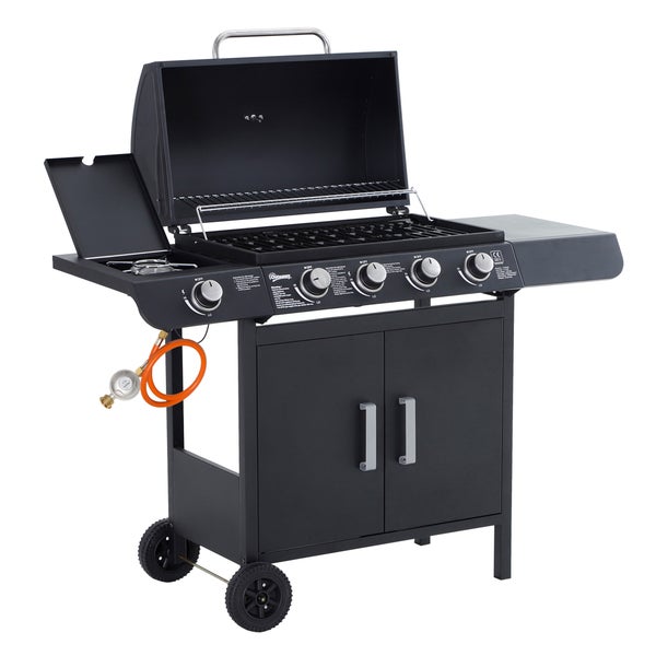 Outsunny Gasgrill, 125 x 51 x 100 cm, Stahl, Kunststoff, Schwarz