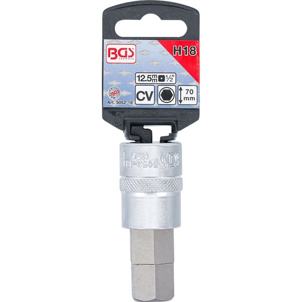 BGS Technic Innensechskant-Einsatz H18, 12.5 mm, 1/2 Zoll, 70 mm