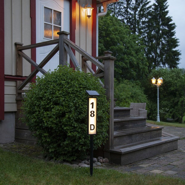 Solar Hausnummer ,Pathy mit LED Beleuchtung, Ziffern und Buchstaben, Lichtsensor, warmweiß, 73cm