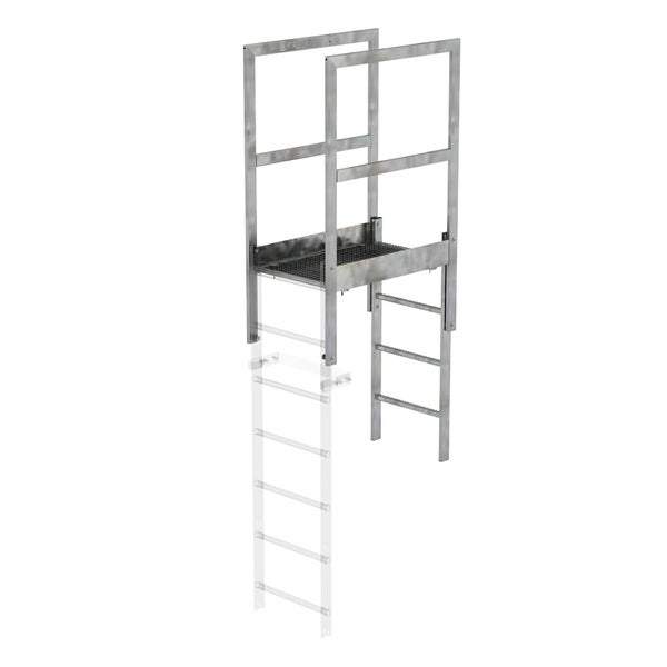Metallgerüst mit Gitterplattform und Leiter
