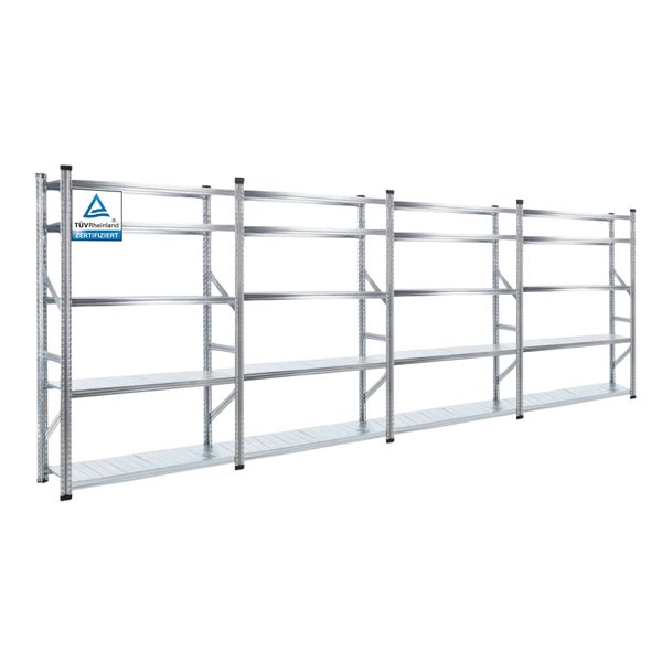 PROREGAL Fachbodenregal Stecksystem Proximo Komplettregal HxBxT 200 x 600 x 40 cm 5 Ebenen Fachlast 130 kg Beidseitig Nutzbar Verzinkt