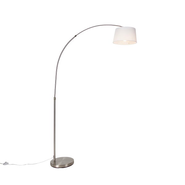 Bogenlampe mit Lampenschirm und Metallfuß