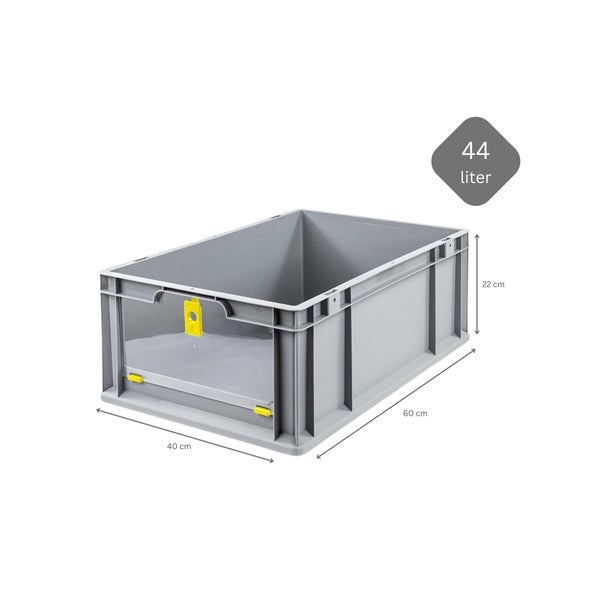 PROREGAL Eurobox NextGen Insight Cover HxBxT 22 x 40 x 60 44 Liter Hoch/Gelb Eurobehälter Transportbox