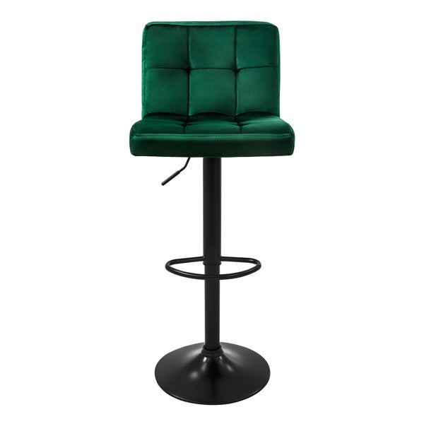 ML-Design Barhocker 4er Set, Bezug aus Samt, Grün, Gepolsterter Barstuhl mit Rückenlehne und Fußstütze, Tresenhocker höhenverstellbar 63-83cm, 360° drehbar, Bistrohocker Hocker Drehstuhl Barstühle