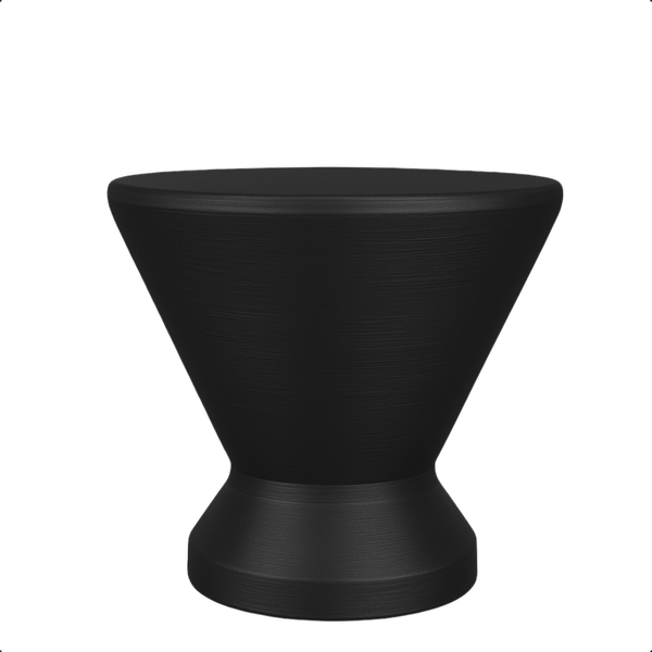 Schwarzer Hocker mit Sanduhrform