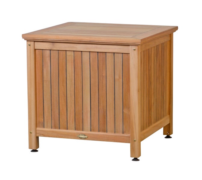 Teak Kissentruhe Gartentruhe für Auflagen und Polster 72 x 72 cm premium