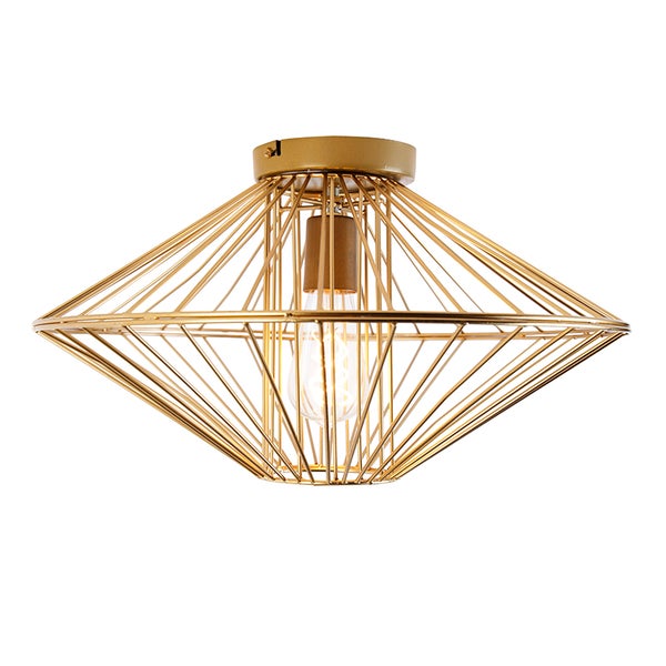 Deckenleuchte aus Metalldraht mit Glühbirne