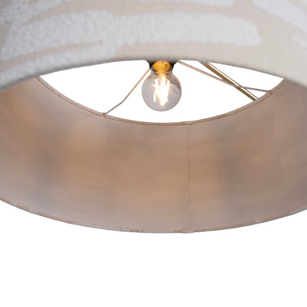 Runder Lampenschirm aus Stoff mit integrierter LED Glühbirne und Lampenfassung