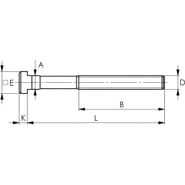 Technische Zeichnung eines Bolzens mit Bemaßung