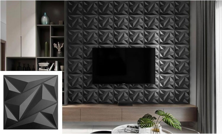 3D Paneele 30x30cm PVC Kunststoffpaneele Wandpaneele Deckenpaneelen D137-1 Onyx Schwarz