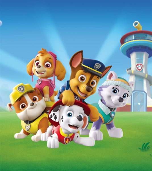 Illustration der Paw Patrol vor ihrem Hauptquartier