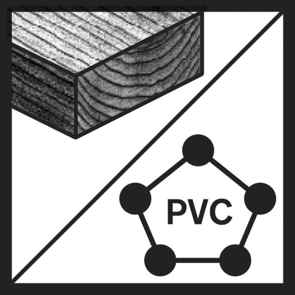 Symbol für Holzwerkstoff und PVC