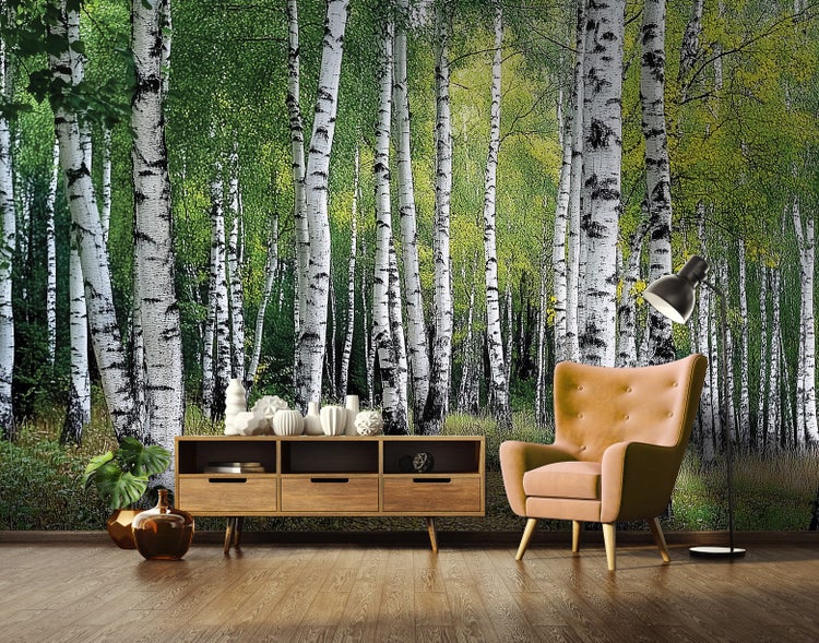 Fototapete 3D Effekt Wald Bäume Wohnzimmer Vlies Tapete 250x175 cm